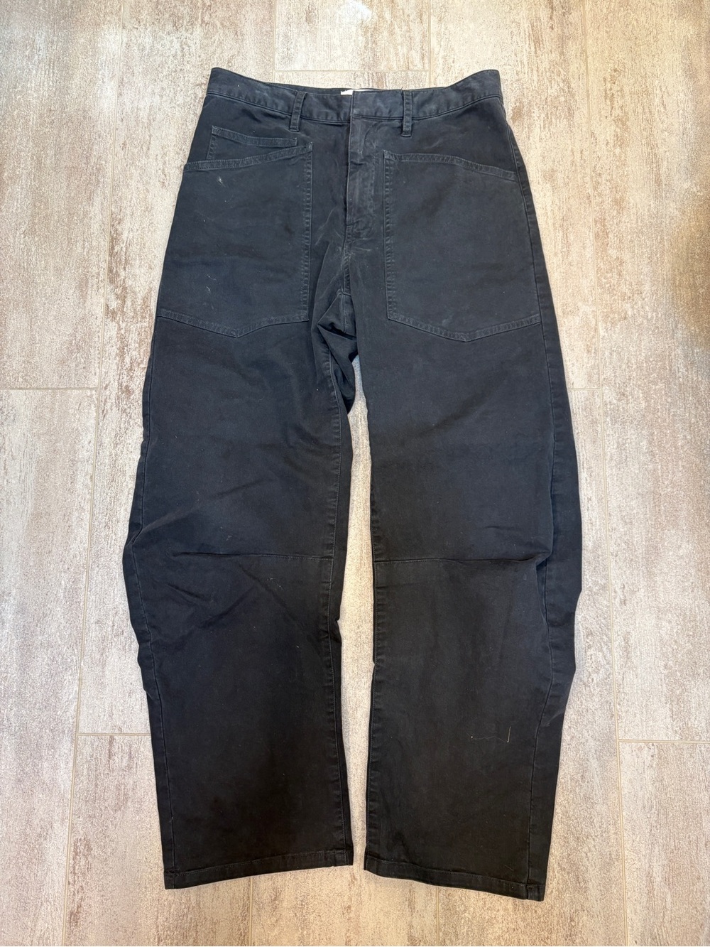 Nili Lotan Navy Barrel Twill Work Pants